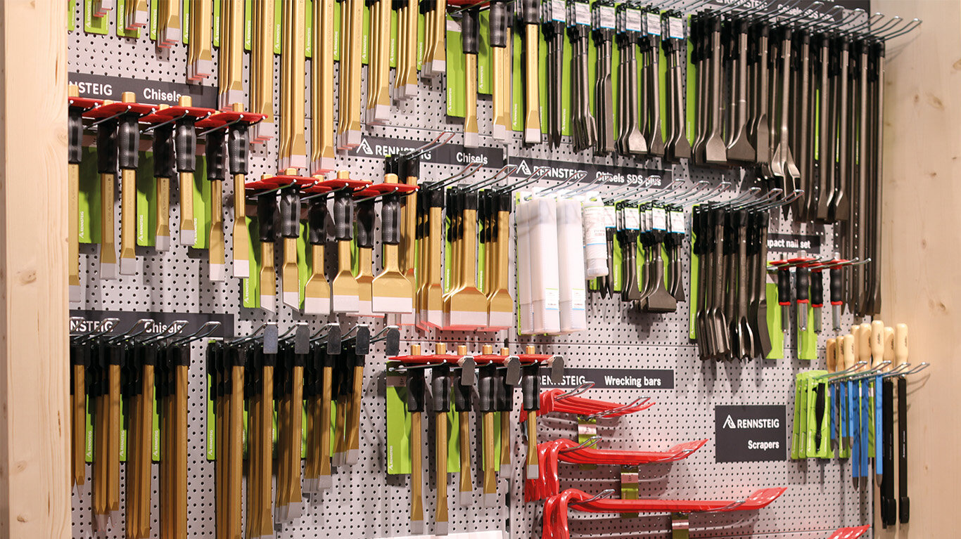 Our filled sales wall for our construction and industrial tools.